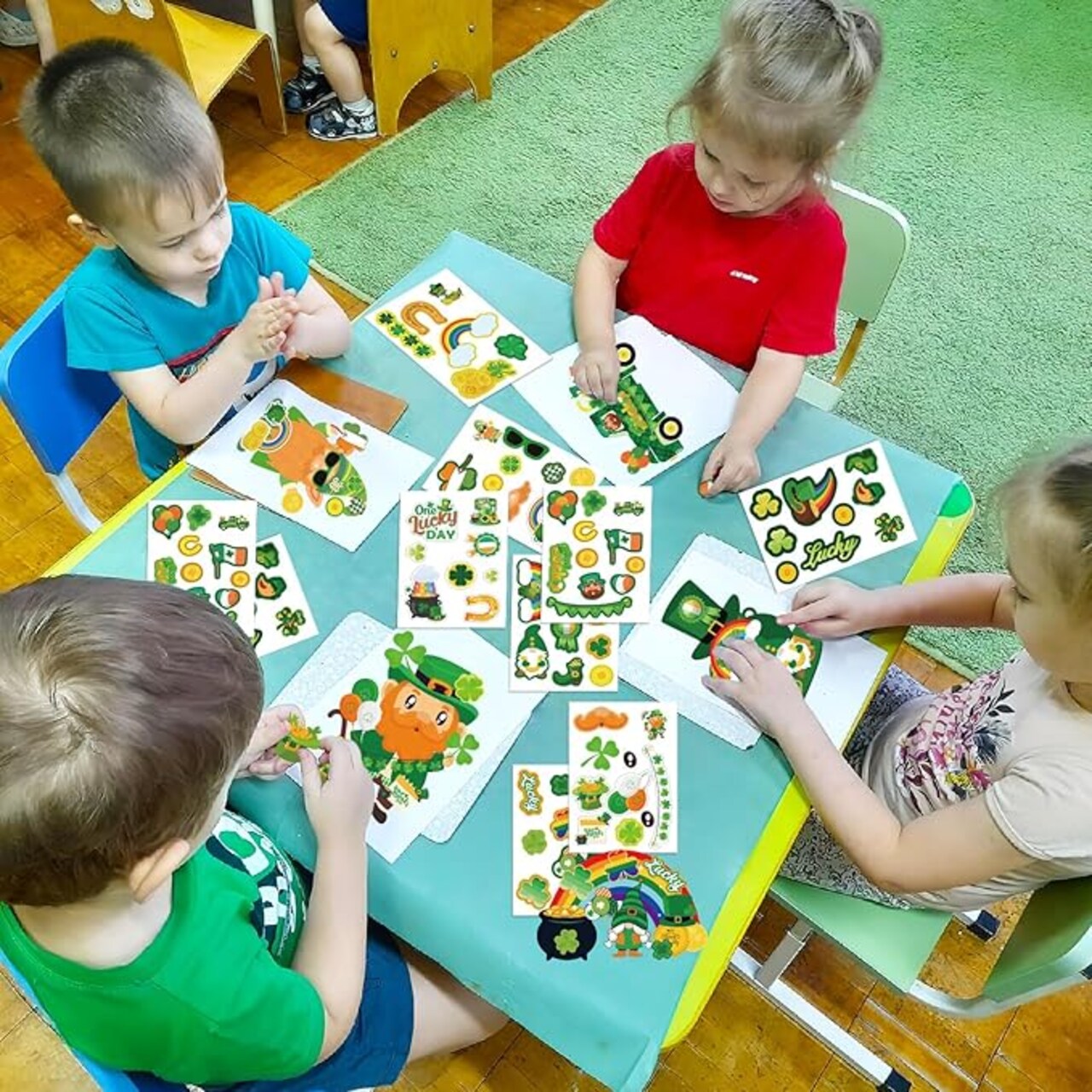 32 Pcs St. Patricks Day Craft Kits for Kids,Sticker Craft Ornament St. Patricks Art Craft Irish Spring Home Class School Party Games Activities Gifts for Kids